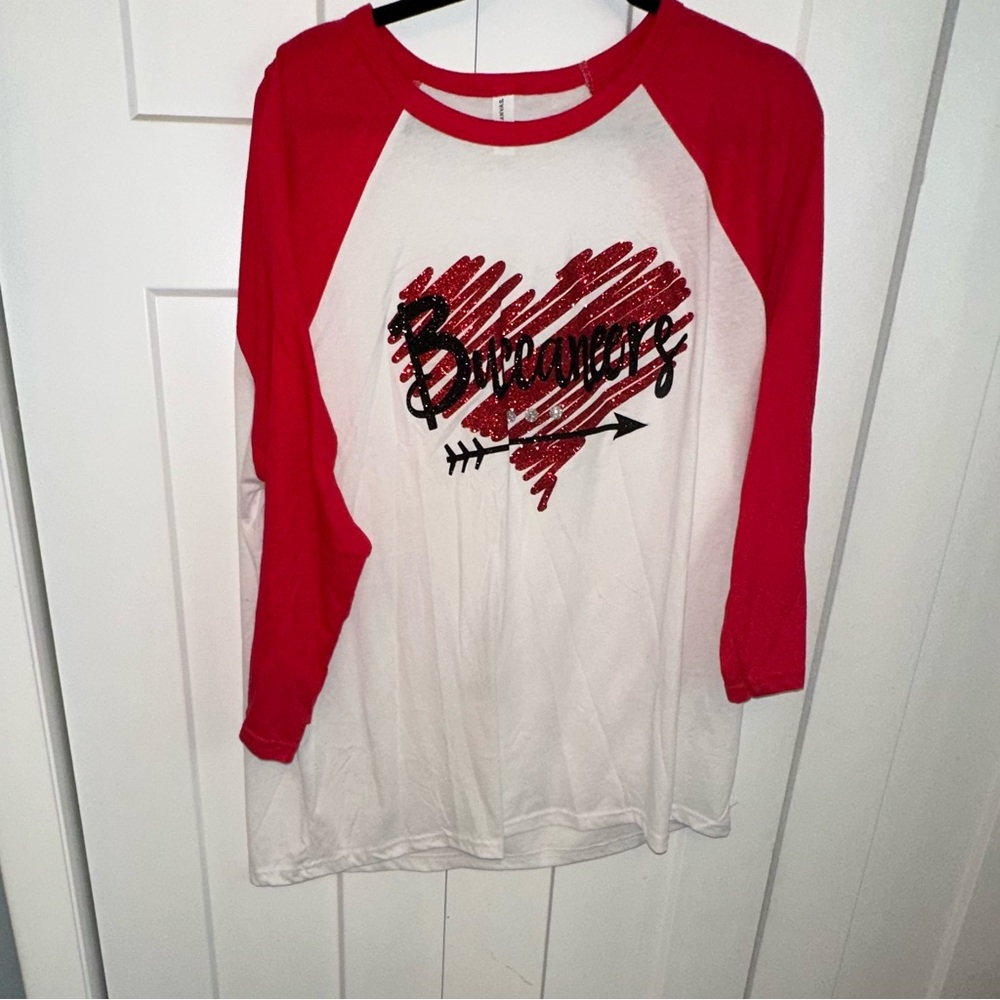 Bella Canvas Red and White Tampa Bay Buccaneers Raglan Tee
